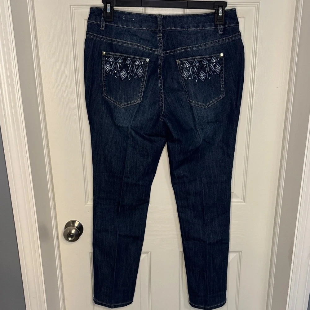 EUC Christopher & Banks Dark Blue Women's Skinny Jeans - Picture 4 of 6